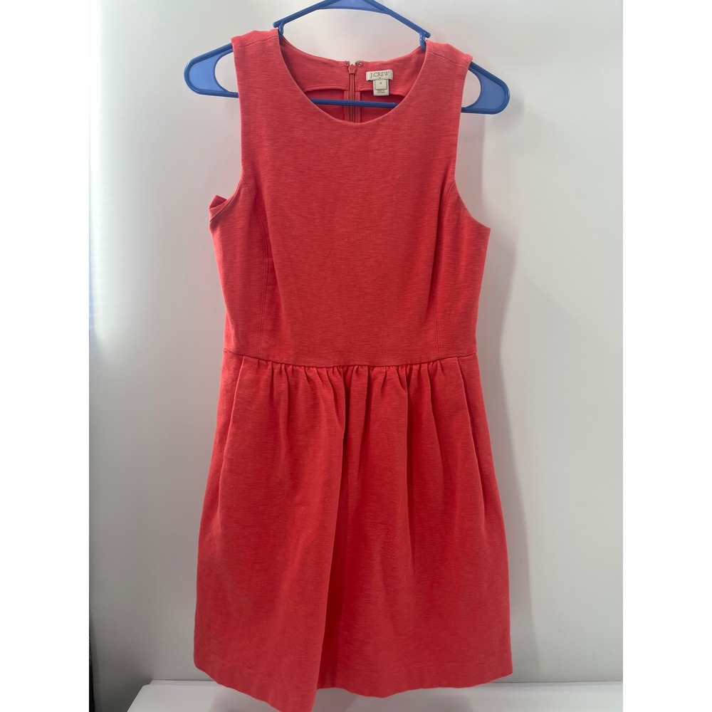 J.Crew Coral Pink Textured Slub Knit Fit and Flare Sleeveless Mini Dress Small